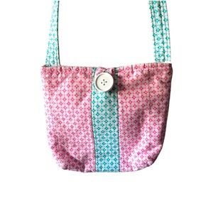 5/$25 Handmade Pink and Aqua Cotton Crossbody Bag